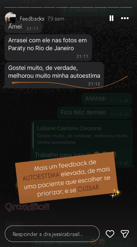 Print de conversa - depoimento real de paciente