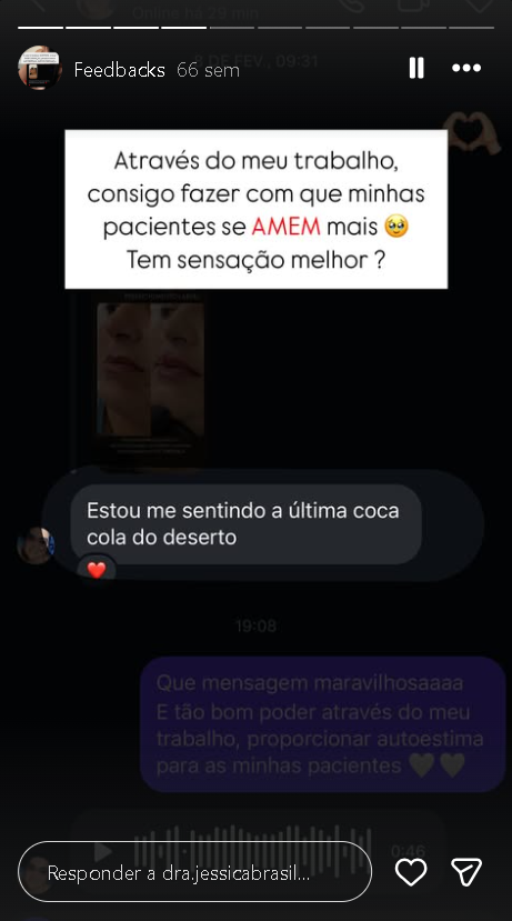 Print de conversa - depoimento real de paciente